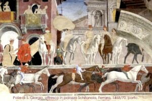 Palio di San Giorgio. Affresco dipinto da Francesco del Cossa in palazzo Schifanoia a Ferrara