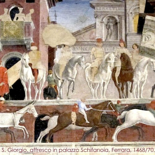 Palio di San Giorgio. Affresco dipinto da Francesco del Cossa in palazzo Schifanoia a Ferrara