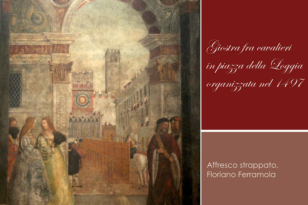 Particolare di affresco strappato da palazzo Calini dipinto da Floriano Ferramola